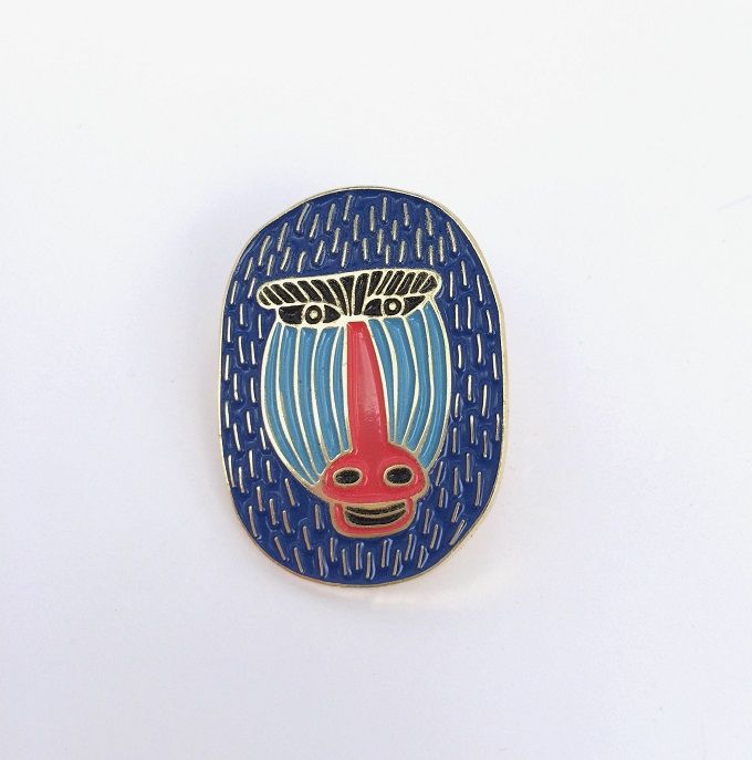 Blue Azul Baboon Enamel Pin - Tigersheep Friends1