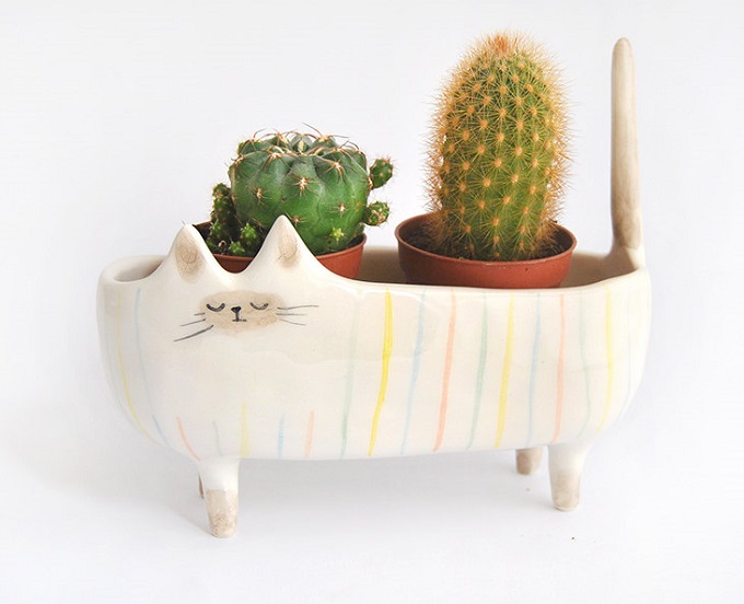 Ceramic Siamese Cat Planter - Barruntando