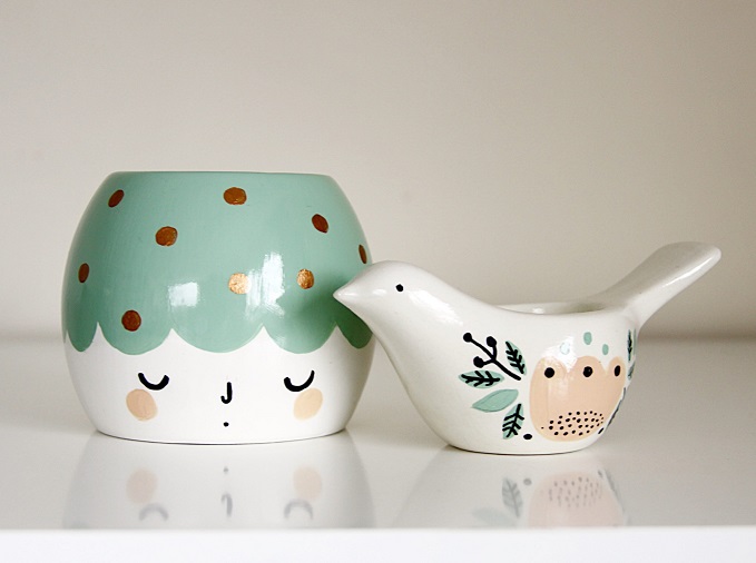 Girl and her Bird Planter and Tea Light Holder - Crafty K Design