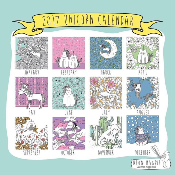 Unicorn Calendar / Magpie Neon