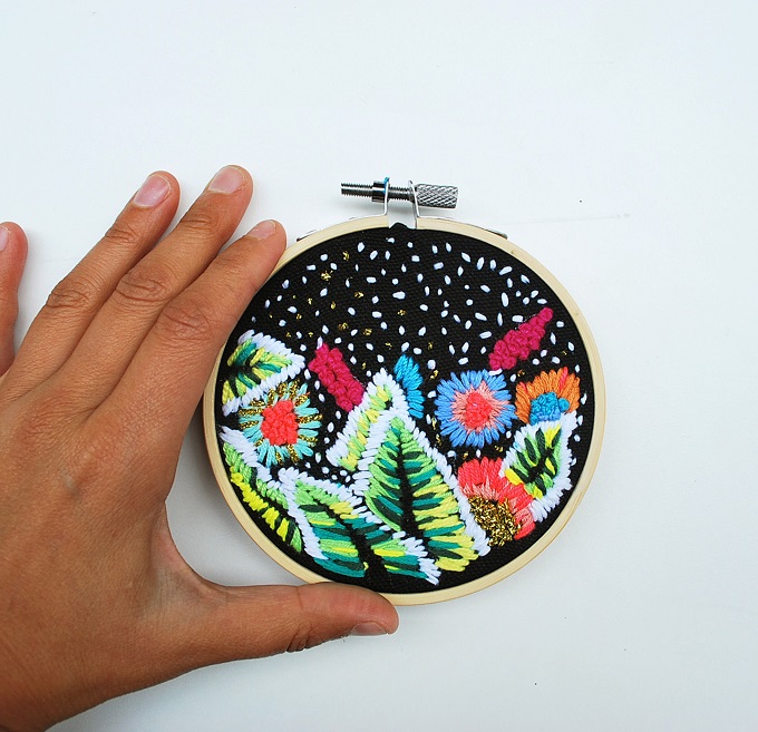 Night Time Greenery Embroidery - Katy Biele