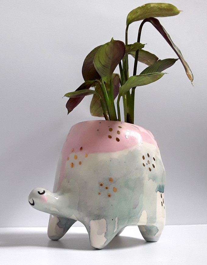Pastel Ceramic Turtle planter - Gail CC Ceramics