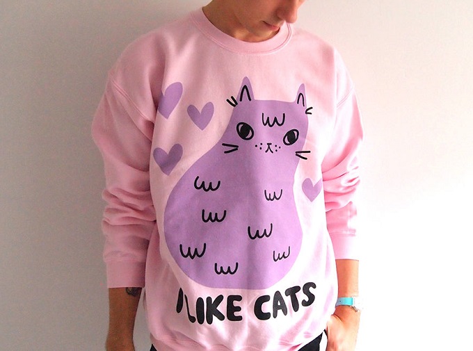Pink Cat Jumper - I Like Cats Shop