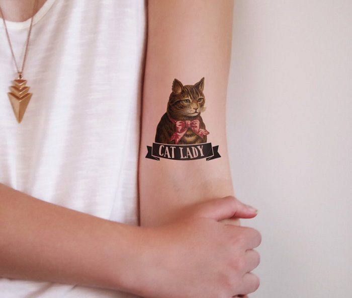 Cat Lady Temporary Tattoo