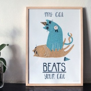 Cat Beats Cat Print