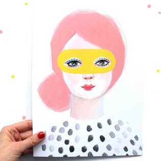 Girl with Mask Print
