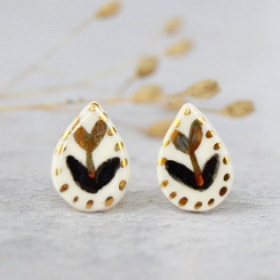 Gold Tulip Stud Earrings