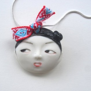 Porcelain Face Pendant