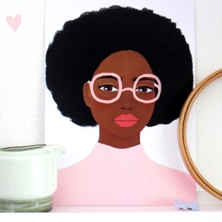 Woman with Pink Glasses Print